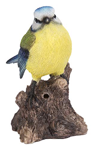 Hi-Line Gift Ltd. Motion Activated Singing Bird TIT ON Stump,