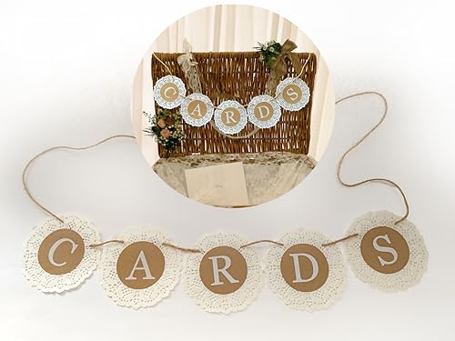 TINDA Cards Banner Garland, 3.5 Inch Doily Paper Banner, Jute String