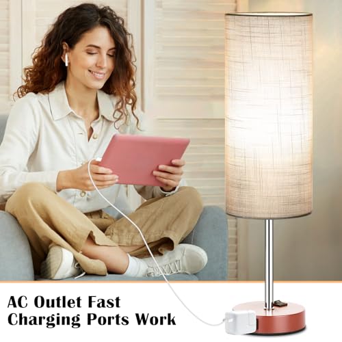 50% Off ZJOJO 2-Pack Nightstand Lamps with AC Outlets - Image 4