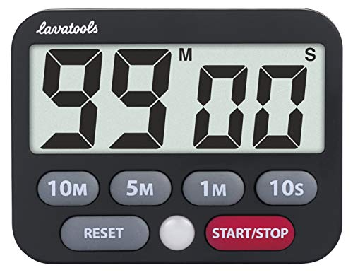 Lavatools Kt3 Kitchen Timer & Stopwatch, Large Digits, Loud Alarm, Mute Function, Quick-Set Buttons, Hang Hole, Magnetic Stand For Cooking And Classroom #TOP1