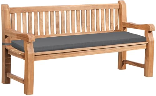 CLP Banco de jardín de Teca Jackson con cojín de Asiento Resistente al Clima con Respaldo para 3