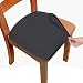 Melaluxe Stretch Dining Room Chair Seat Covers, Removable Washable Jacquard Anti-Dust Upholstered Kitchen Chair Seat Cushion Slipcovers (Dark Grey,Pack of 4)