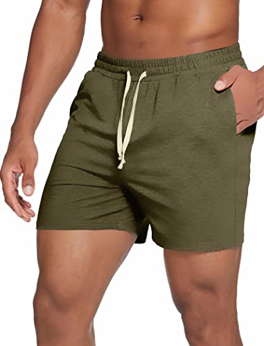 Image of Deyeek 5.5 Inch Mens Pajama Shorts Sleep Cotton Lounge PJ Lightweight Elastic Waist Drawstring Nightwear Bottom with Pockets