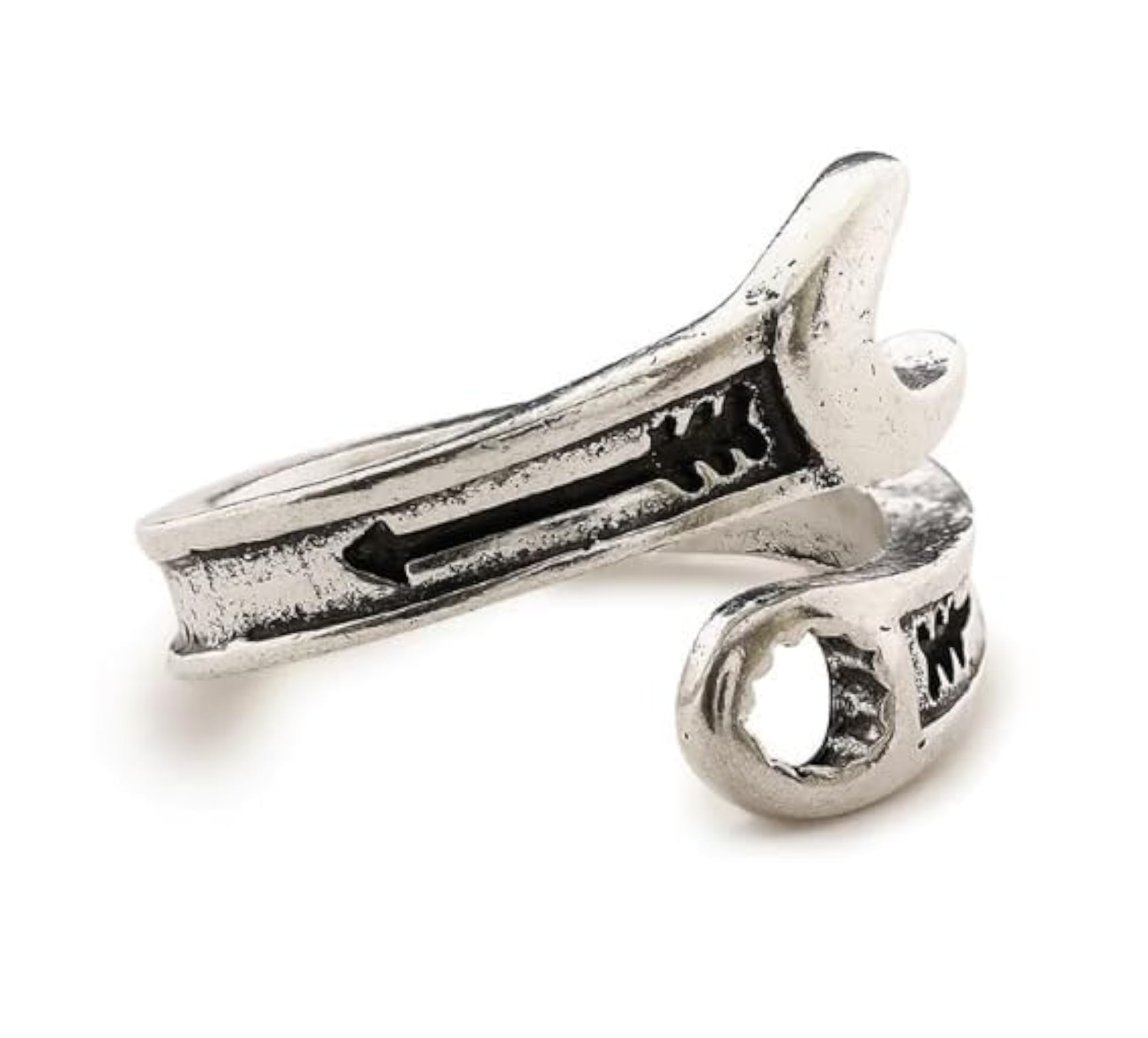 Gothic Wrench Adjustable Ring, Antique Silver Plated