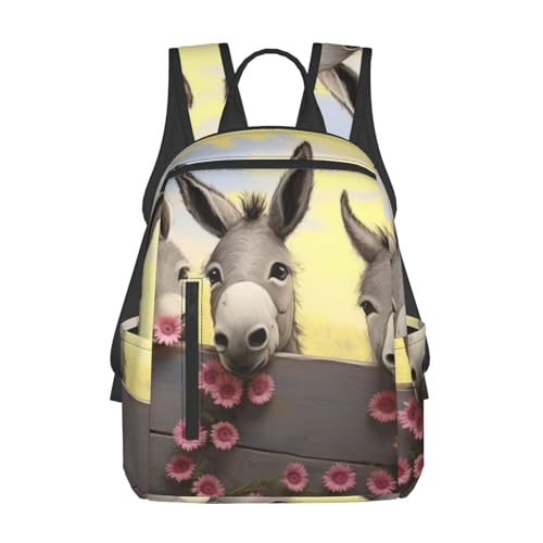 Sac à dos ordinateur portable avec motif âne et fleur noir taille unique