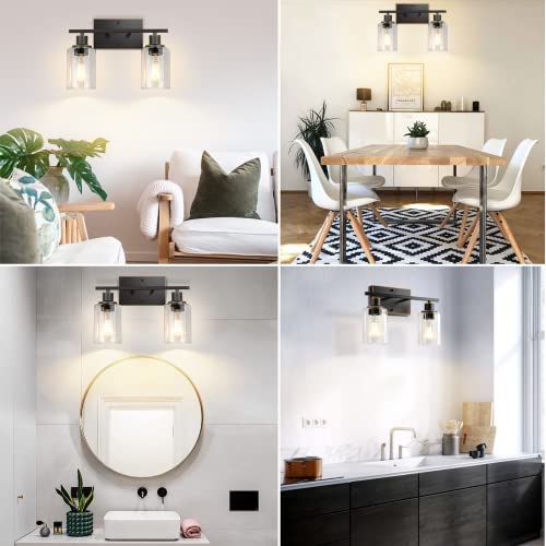 Shinetech 2-Light Bathroom Vanity Light Fixtures, Sconce Wall Lighting With Clear Glass Shade, Modern Wall Lights For Bathroom, Wall Lamp For Mirror Kitchen Bedroom Living Room, Black And Gold #TOP5