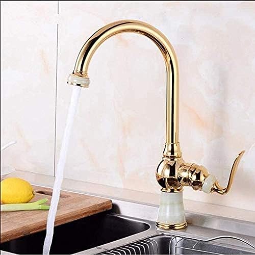Robinet de cuisine doré avec bec pivotant pour grand évier - 2