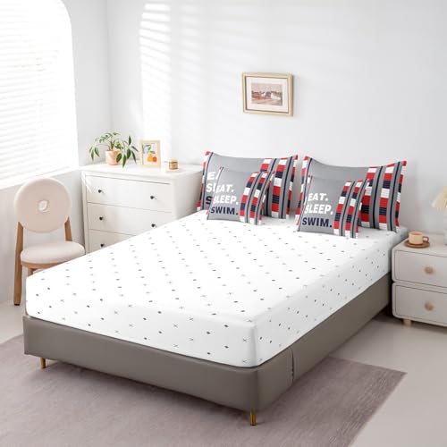 Image of Feelyou Kids Swim Bedding Set Twin Size 7 Piece for Boys Girls Teens