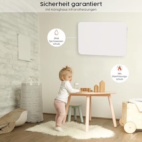 Könighaus 450W Smart 𝗗𝘂𝗮𝗹-𝗜𝗻𝗳𝗿𝗮𝗿𝗼𝘁𝗵𝗲𝗶𝘇𝘂𝗻𝗴 - Standgerät/Wandmontage - WLAN App-Steuerung mit Fernbedienung - inkl. Handtuchhalter, Standfüße & Befestigungsmaterial - Farbe: Weiß