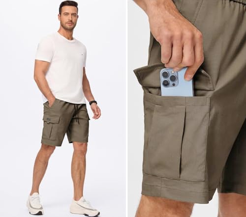Image of Vogaan Men's Cotton Blend Multi Color Cargo Shorts | Regular Fit | 5 Pocket Casual Utility Shorts