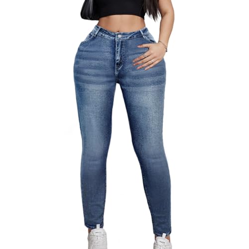 Plus Size Jeans for Women Stretchy Curvy Skinny High Waisted Ankle Pants, Stretch Denim with Curvy Fit3