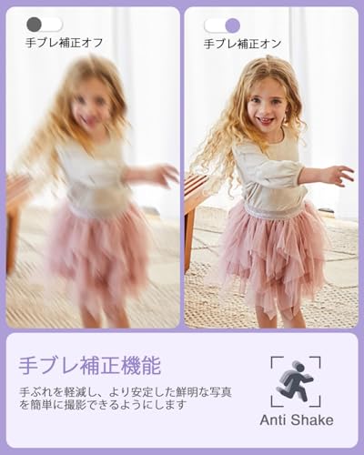 Lecran デジタルカメラ デジカメ 4400万画素 1080P動画撮影 オートフォーカス AF機能 HDカメラ 手ブレ補正 2.4インチIPS画面 軽量 携帯便利 USB C充電 紫