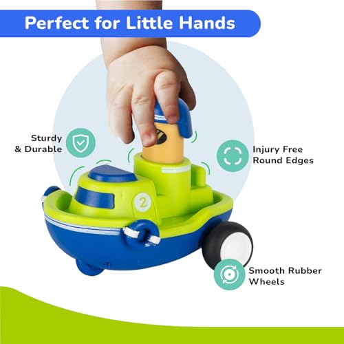 Image of R for Rabbit Orapple Rider Push and Play Mini Toy Car Set for Kids | Non-Toxic BPA Free 4 Pcs Combo of Toy Racing Car, Train, Aero Plane & Speed Boat (Multi 1)