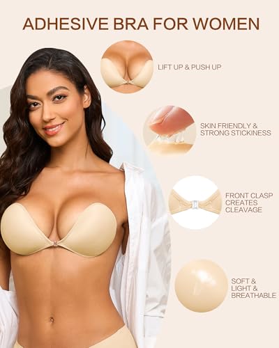 Far-free Adhesive Strapless Bra for Women 2025 Sticky Invisible Push up Bras for Backless Dress with Nipple Cover for Women3