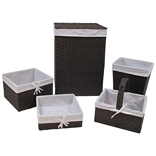 Redmon 5-Piece Hamper Set, Espresso/White #TOP3