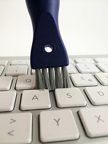 SAUBA Reinigungsbürste KOMBO 2er Pack mit Zwei Pinseln blau-grau | 2in1 Steckdosenbürste für große & kleine Satub- & Schmutzablagerungen | Rundbürste mit harten Borsten | Schuko-Steckdose Typ C,F,K