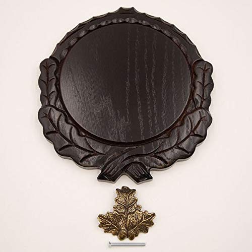 Placa de cuña tallada oscura AF 16 cm con 1 pieza de hoja de roble, portada pequeña de cuña, tabla de especias, placa de trofeo.