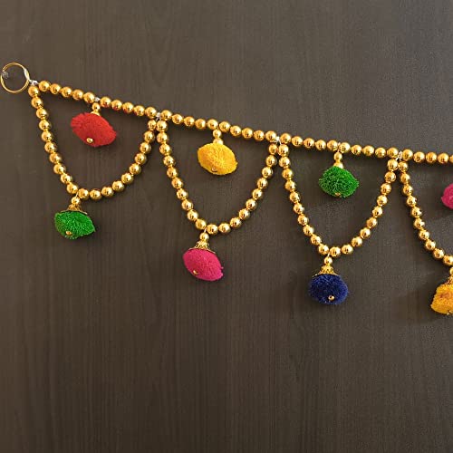 Image of Handmade Door Hanging Round Moti Latkan Style Bandarwal Toran (TMR-12) -Diwali New Year Inauguration Wedding Festival Home Decor Pooja (40 Inch X 6 Inch),Multicolor