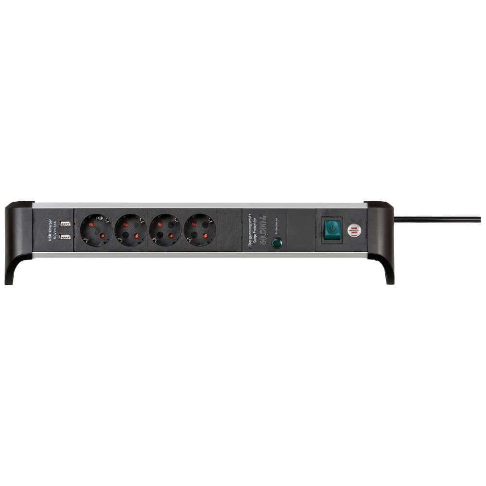 Brennenstuhl Power Extension 1.8 M 4 Ac Outlet(S) Indoor Black, W128442500 (Outlet(S) Indoor Black, Silver)