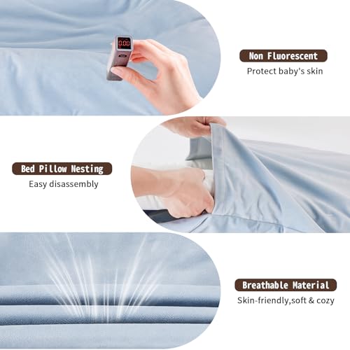 Image of Baby Lounger, Baby Lounger for Newborn 0-24 Months, 100% Breathable Cotton Baby Nest for Tummy Time & Diaper Changes, Portable Infant Essentials for Home & Outdoor(Misty Blue)