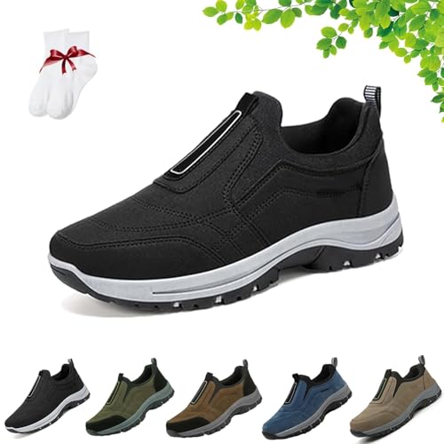 Dallader Orthopedic Walking Shoes Hiking Shoes Mens, Dallader Comfortable Waterproof Orthopedic Shoes, Slip-On Outdoor Sneakers(Black,US 13.5)