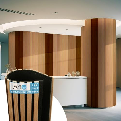 Art3d 1-Pack Acoustic Wood Slat Wall Panel with Roll-Flat Design ...