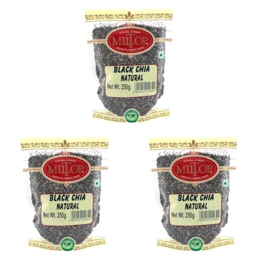 Image of Miltop Chia Seeds 250g - Seeds For Eating | Rich in Omega -3 & Fibre | Healthy Snacks for Weight loss management | Export Quality (Pack of 3)