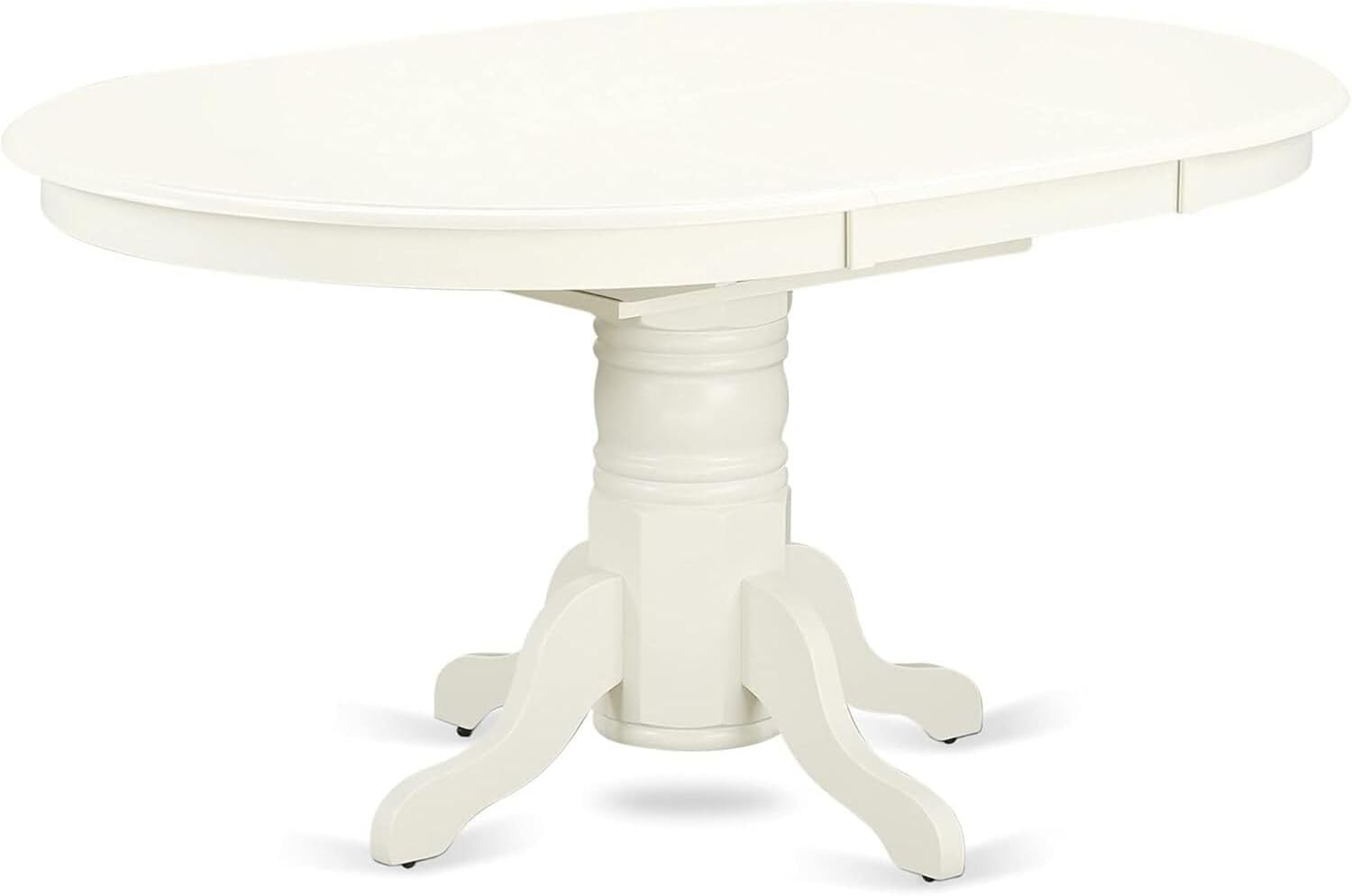 HomeStock Artistic Accomplishment Oval Dining Table - an Oval Wooden Table Top with 18" Butterfly Leaf & Pedestal Base, Suitable for Large Gatherings, Elegant Dining Table for Dining Spaces Linen Whit