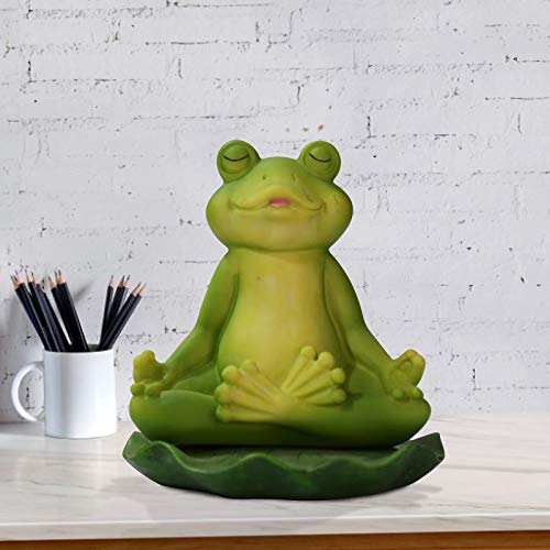 Pomobie Garden Statue Frog Figurine, Waterproof Yoga Zen Frog Resin Statue, for Patio Yard Art Decor, Lawn Ornaments, Indoor Outdoor Spring Home Decorations, 11.9x12x13.8cm