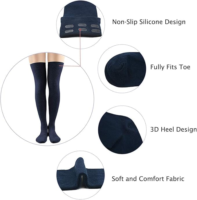 Image of Zando Womens Thigh High Socks Over The Knee Tube Leg Warmers Stocking Cotton Cosplay Long Solid Leggings Sock