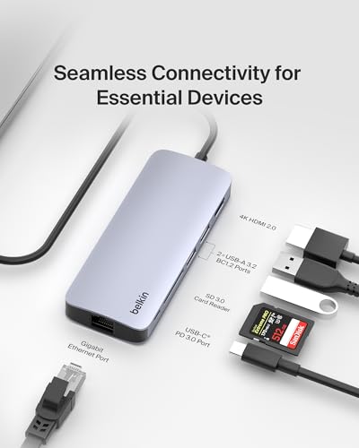 Belkin USB-C Hub 6 in 1 100W PD 4K HDMI, Ethernet & SD - image 6