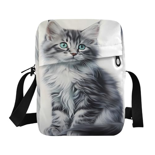 messenger bag for women Small Crossbody Bag For Women Cross Body Purse Adjustable Strap for Casual Casual- Cat Grey