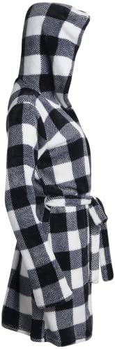 Lucky Brand Women's Bathrobe - Fleece Shawl Collar Belted Robe With Hood, Size Large, Black/White #TOP3