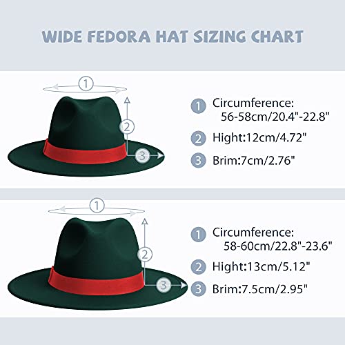 Image of Womens & Mens Fedora Hats, Wide Brim Fedora Hats for Women Men