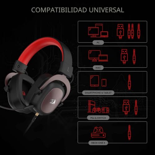 Cascos Gaming Audio de Alta Definición Redragon H510 Zeus 2 Micrófono PC 6
