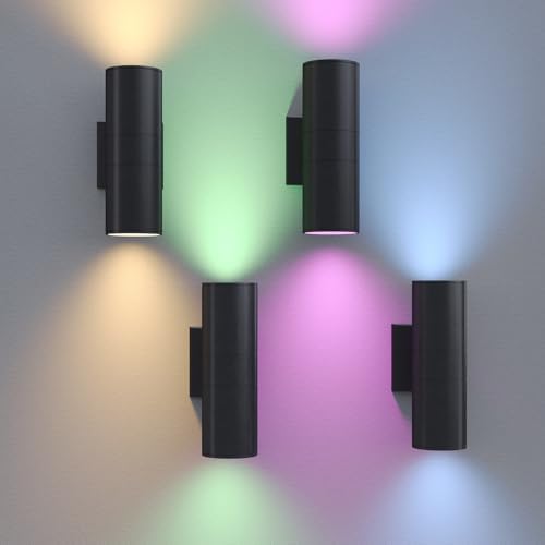 rosykite Smart Outdoor Wall Lights, Up Down Sconce, RGBCW,1200LM,4 Pack