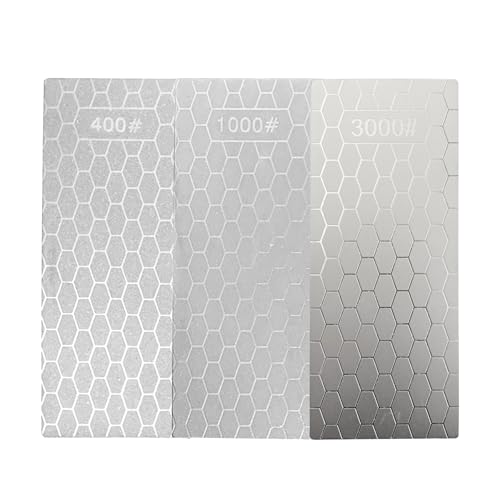 Pierres à Aiguiser Diamantées pour Couteaux, 400 Grit 1000 Grit 3000 Grit Plaques Diamantées de Moyen à Extra Fin pour Les Appareils de Cuisine et L'utilisation En Extérieur