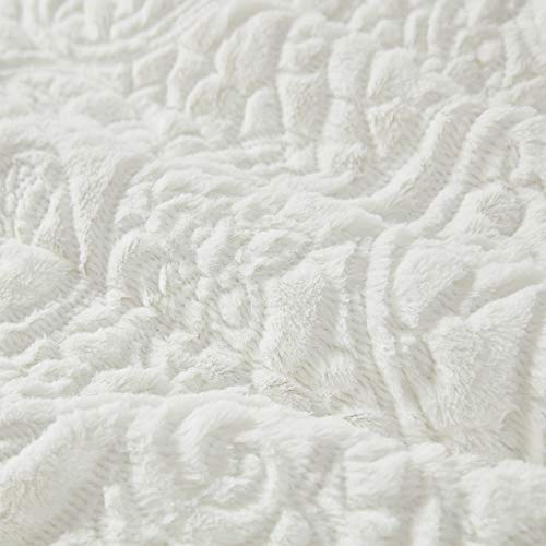 Madison Park Norfolk Super Soft Plush Faux Fur Paisley Blush Luxury Bedding Set Bedroom Comforters, King, Ivory #TOP4