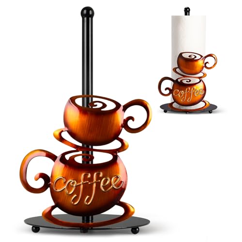 Standing Paper Towel Roll Holder Countertop for Coffee Lovers Women