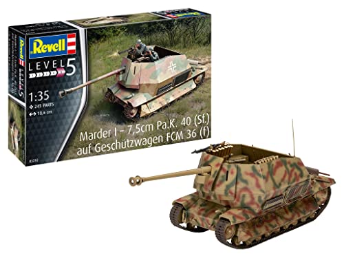 Revell 03292 03292-Marder I auf FCM 36 Base 1:35 originalgetreuer Modellbausatz für Experten, unlackiert