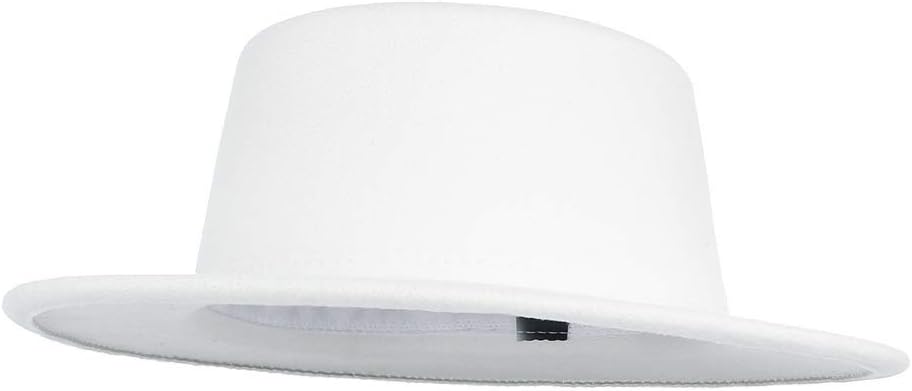 Women Men Classic Felt Fedora Hat Wide Brim Flat Top Jazz Panama Hat Casual Party Church Hat