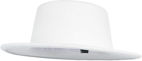Women Men Classic Felt Fedora Hat Wide Brim Flat Top Jazz Panama Hat Casual Party Church Hat