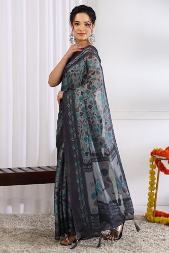 Image of MIRCHI FASHION Saree for Woman | Chiffon Floral Printed Breathable Occasional Sari with Blouse