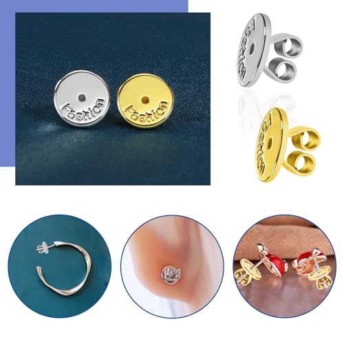 Miniatura 4 de Toaob 8 Piezas 18k Chapado En Oro Blanco Tapón Para Aretes Bloqueo Levantadores De Aretes Sujetador De Espárragos Traseros Respaldos Pendientes Para Hacer Bisutería