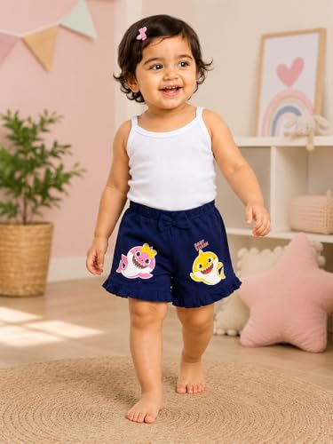 Image of BODYCARE KIDS Infant Baby Girls Cotton Antiviral Printed Shorts | Soft Breathable Elastic Waist Casual for Toddlers & Infants | Comfortable Summer Baby Bottoms for Girls