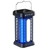 Bug Zapper Indoor Outdoor, Solar Mosquito Zapper 2 in 1 Portable & Rechargeable with Solar Panel LED Night Light, Waterproof Fly Zapper for Home Backyard, Patio, Backyard, Garden