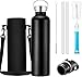 Botella de Agua Acero Inoxidable 600mL, Botella Termica para Mantener 12H Caliente/24 Frío, Prueba de Fugas, 2 Tapas Intercambiables, Botellas Aislantes para Niños Adultos Deporte Yoga Ciclismo