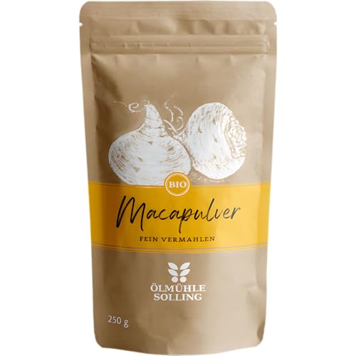 ÖLMÜHLE SOLLING - BIO Maca Pulver | Pulver aus der Maca-Pflanze. Maca Pulver aus kontrolliert biologischem Anbau. Mit wertvollen Aminosäuren und Vitaminen | Inhalt: 250 g ÖLMÜHLE SOLLING - BIO Maca Pulver | Pulver aus der Maca-Pflanze. Maca Pulver aus kontrolliert biologischem Anbau. Mit wertvollen Aminosäuren und Vitaminen | Inhalt: 250 g