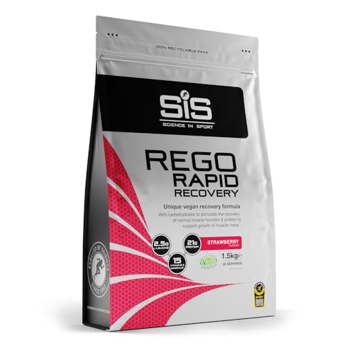 Science in Sport Rego Rapid Recovery 1,5kg Fresa Vegan - Bebida regeneradora en polvo con carbohidratos, proteínas, electrolitos, vitaminas y minerales, Ayuda a entrenar eficazmente
