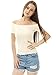 Allegra K Women's Short Sleeves Slim Fit Off The Shoulder Christmas Top S White